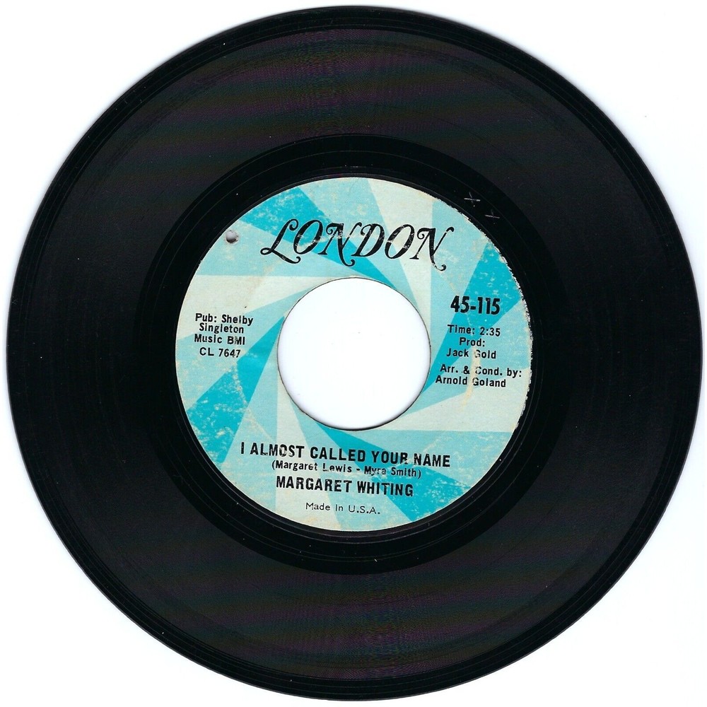 Margaret Whiting 45 RPM - I Almost Called Your Name / Let's Pretend - VG Pop '67